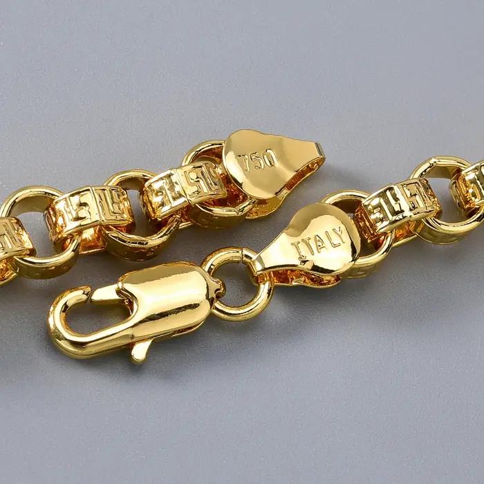 Bracelet plaqué or 18 carats Italie 750 Bracelet en forme tressée en cuivre Hip-Hop Quotidien Hommes