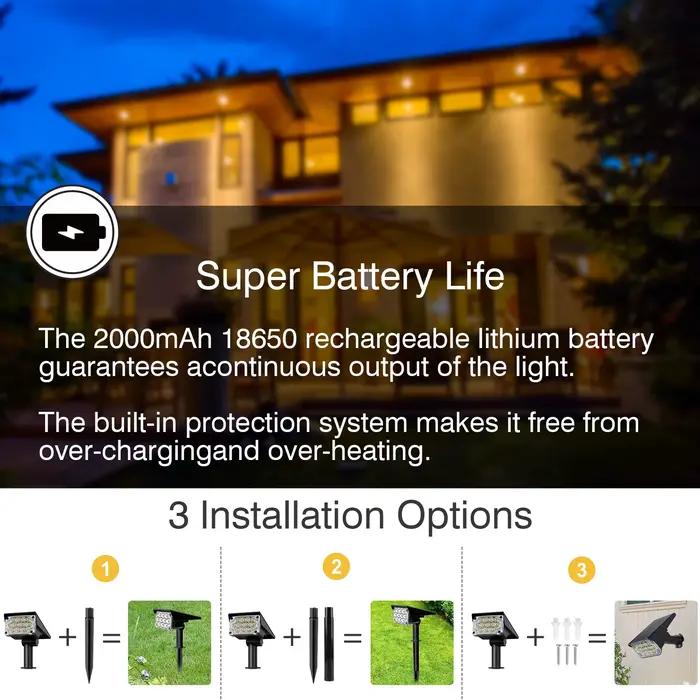 TSUN 1pc lumière solaire extérieure 3000K/6000k/RGB lumière de jardin solaire IP65 projecteur solair