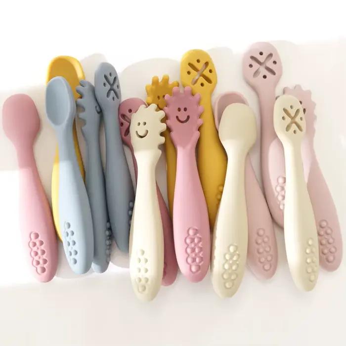 Ensemble d'ustensiles de cuillères d'apprentissage pour bébé, 3 pièces, mignon, cuillère d'alimentat