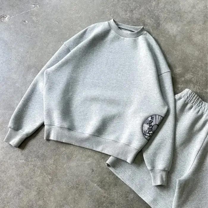 Ensemble de survêtement pour homme, style streetwear Y2K, imprimé, col rond, sweat-shirt et short dé