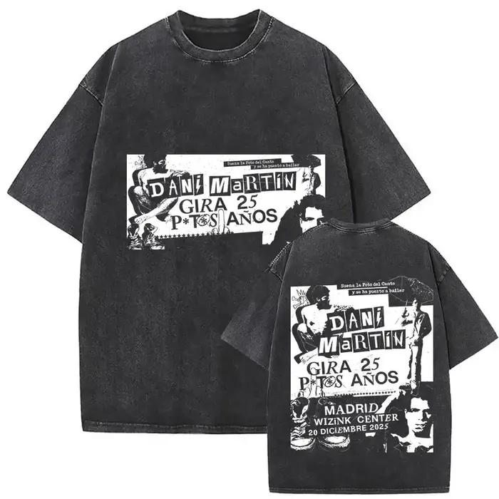 Rappeur Dani Martin Lo Que Me De La Gana Tour 2025 Vintage lavé t-shirts hommes femmes Pop Fans mode