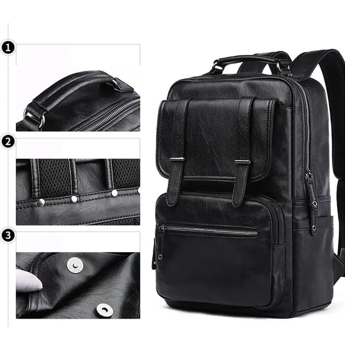 MOYYI-Sac à dos en cuir pour ordinateur portable pour homme, sac à dos de voyage étanche, sac d'affa