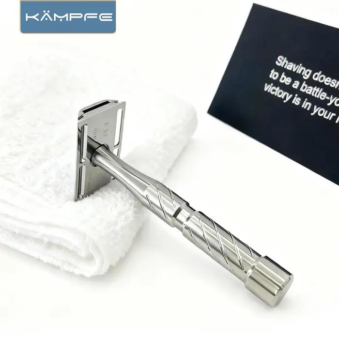 KAMPFE Rasoir manuel de sécurité CNC - Acier inoxydable traité pour le rasage humide des peaux sensi