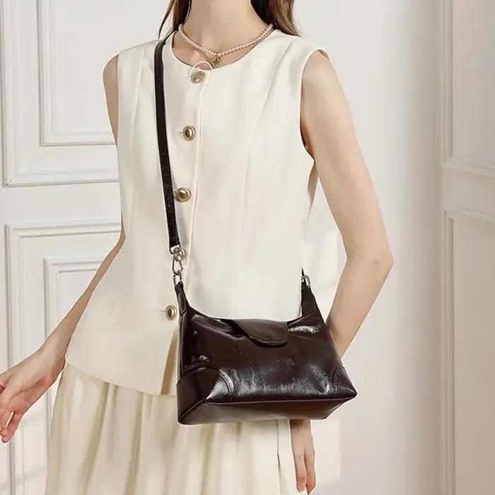 Sac à main en cuir véritable souple pour femme, sac à bandoulière décontracté multifonctionnel pour
