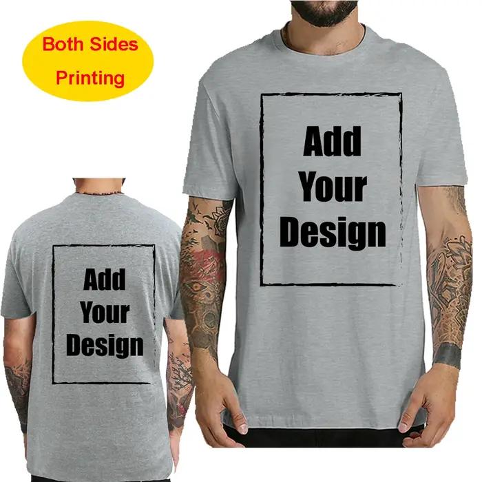 T-shirt personnalisé pour hommes, 100% coton, imprimé avant et arrière, faites votre Design, Logo, t