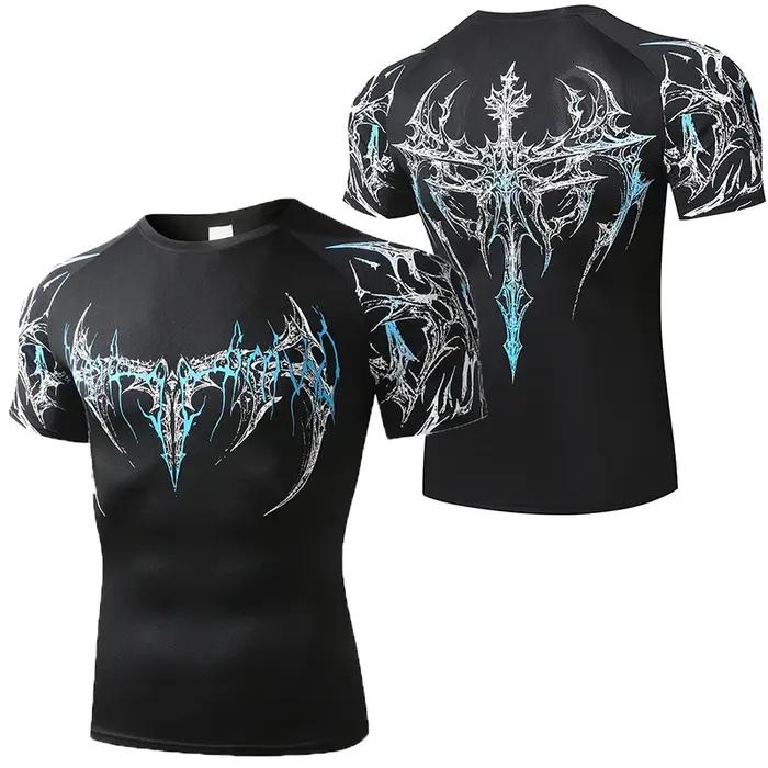 T-shirt ajusté pour homme, T-shirt de compression d'été pour homme, Hauts de fitness pour la gym, Vê