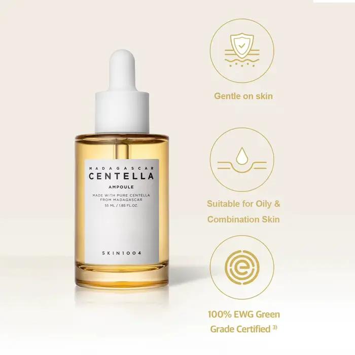 SKIN1004 Ampoule à la Centella de Madagascar 55ml, apaisante et régénérante, calme les rougeurs, lég