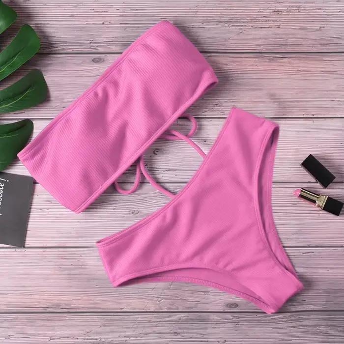 2024 nouveau Bikini taille haute sans bretelles Sexy Bikini femmes maillots de bain femmes mode mail