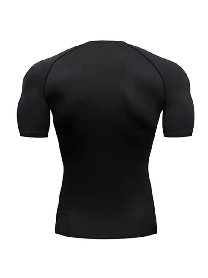 T-shirt serré de sport de musculation pour hommes T-shirt d'été à Compression col rond Gym Fitness T