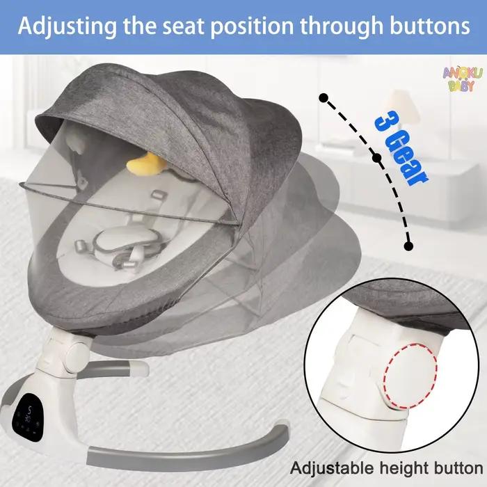 Balançoire électrique pour bébé avec jouets, chaise à bascule à distance Bluetooth pour nouveau-né d