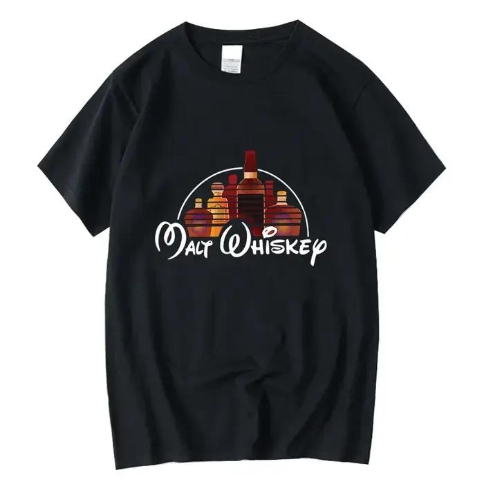 T-shirt d'été pour hommes 100% coton drôle malte whisky imprimé été ample col rond Cool T-shirt pour