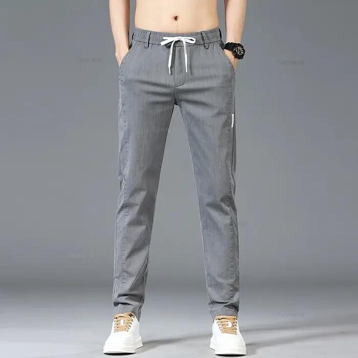 Printemps été hommes pantalons décontractés mode mince taille élastique Style coréen affaires mince