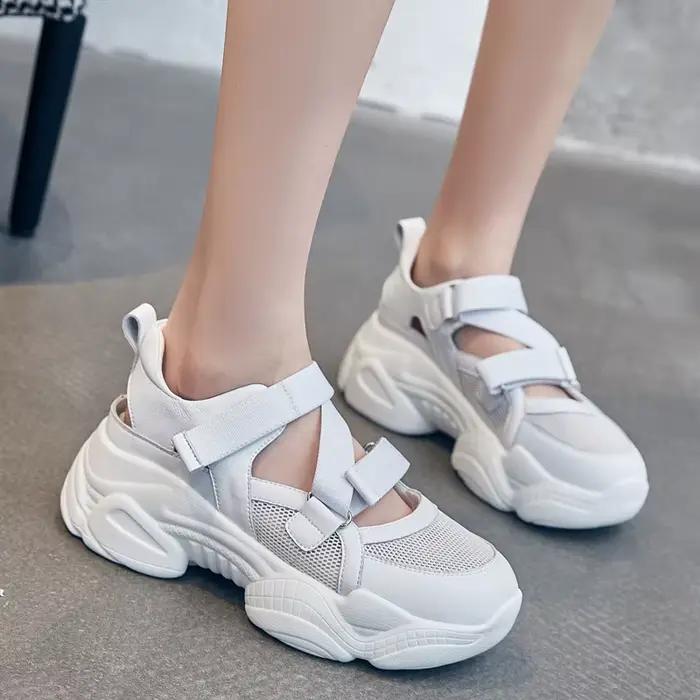 Chaussures en cuir véritable pour femmes, sandales d'été à semelle optique, décontractées, recommand