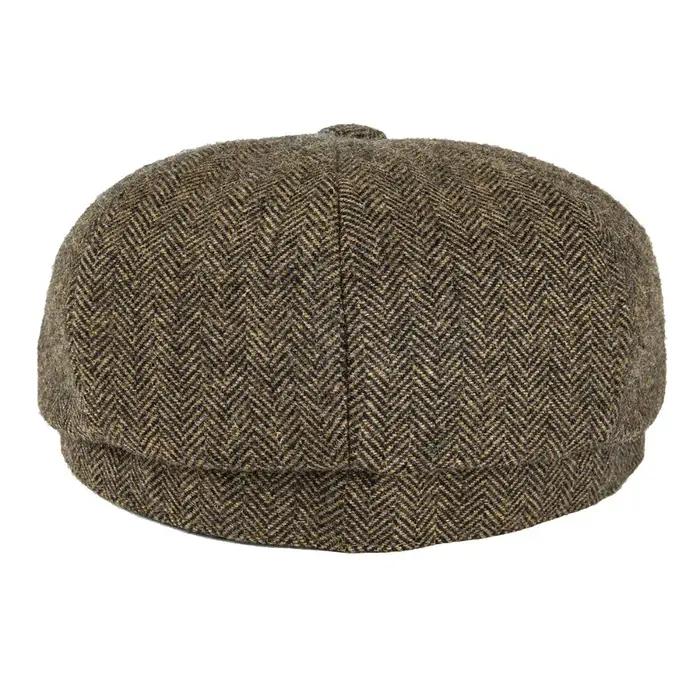 BOTVELA laine Tweed casquette gavroche à chevrons hommes britannique Gatsby rétro chapeau pilote cas
