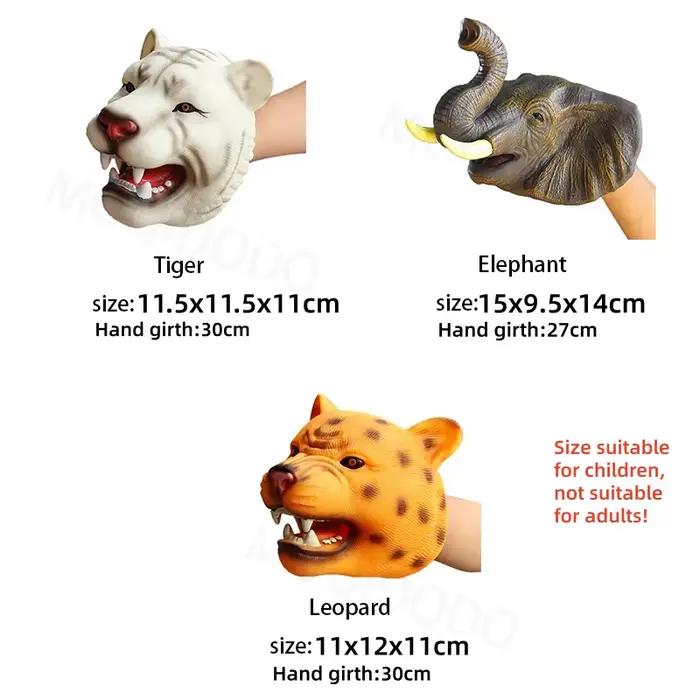 Marionnettes à main en caoutchouc souple pour enfants et garçons, jouet T-Rex, dinosaure, requin, tigre, mondes des dinosaures, jeu créatif pour apprendre et raconter des histoires