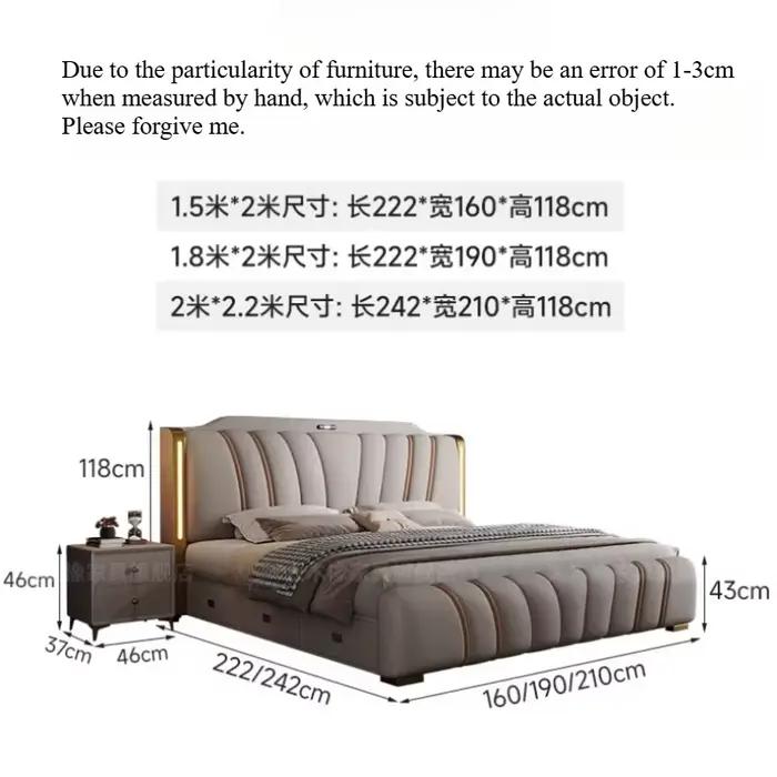 Lit Queen Size avec tête de lit esthétique multifonctionnelle pour rangement meuble de chambre à coucher舒适睡眠queen尺寸床