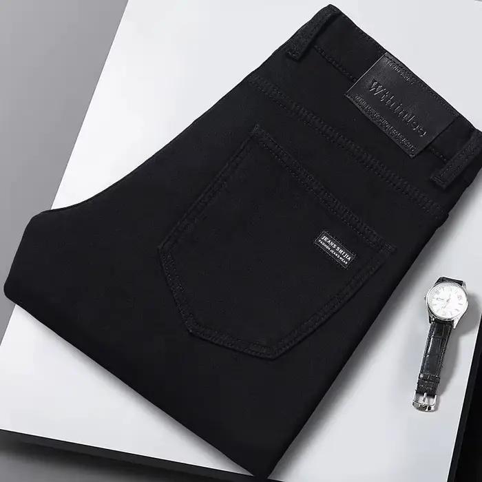 Wthinlee nouveau jean pour hommes d'affaires décontracté droit Stretch mode classique bleu noir trav