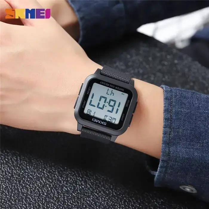 SKMEI1894 hommes alarme Chrono horloge 5Bar étanche montres militaires LED affichage choc montre num