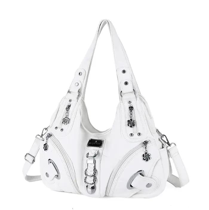 Sac à main vintage noir grande taille Angel Kiss pour femme, sac à bandoulière tendance, sacoche à p