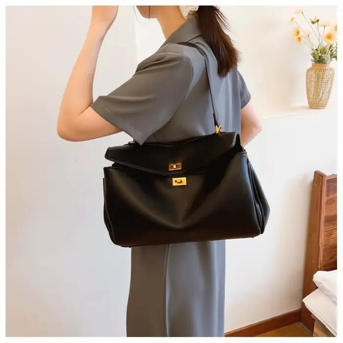Sac à main élégant classique haut de gamme pour femmes, en cuir, design tendance, sac fourre-tout de