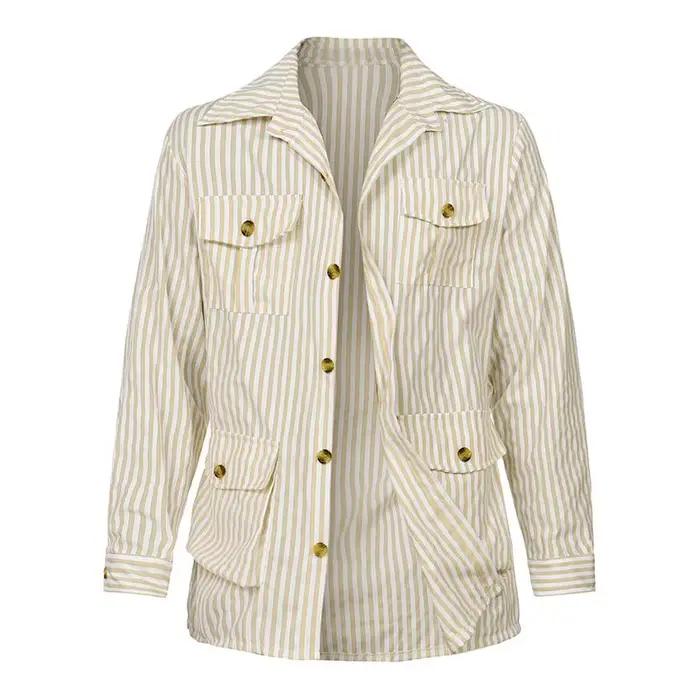 Printemps vêtements hommes léger luxe à manches longues rayé poche chemise décontracté Streetwear ch