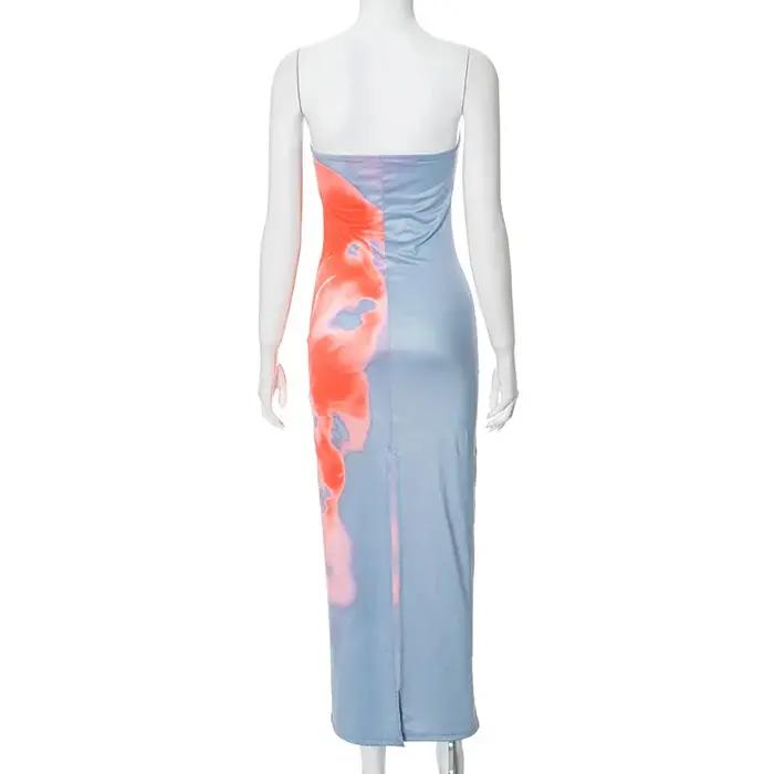 Robe Maxi Tube imprimée sans bretelles, Sexy, épaules dénudées, dos nu, extensible, longue, vêtement