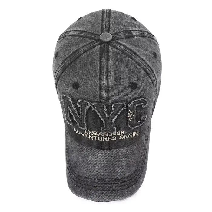 Nouvelle Arrivée Casquette de Baseball Vintage à Grande Lettre NYC pour Hommes en Coton Lavé Printem