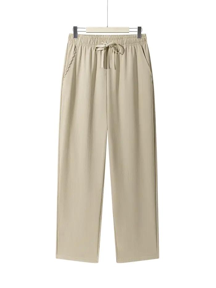 Pantalon léger pour hommes, pantalon de survêtement décontracté, couleur unie, cordon droit, respira