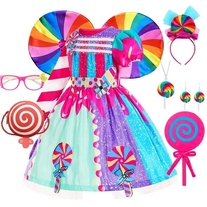 Déguisement pour filles, robe bonbon, sucette pour enfants, Costume de Cosplay fantaisie pour enfant