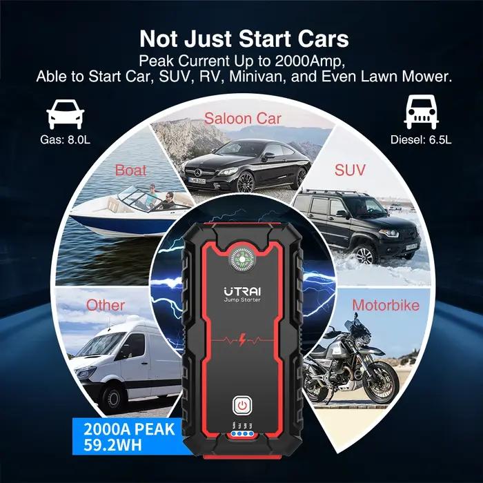 UTRAI – démarreur de saut de voiture, chargeur Portable, dispositif de démarrage automatique 12V, ba