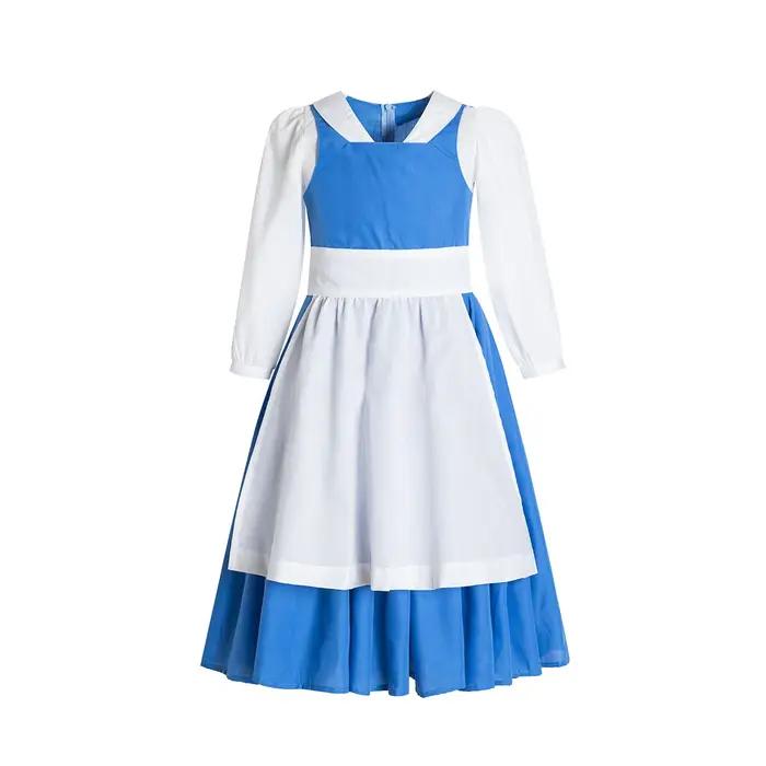BELLE-Costume de Village Provincial Bleu, Robe de Princesse Deluxe D, la Bête, Poivre, GelBirthday,