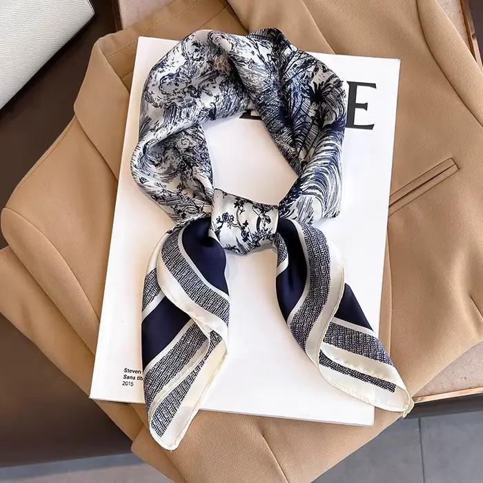 Écharpe carrée en soie simulée pour femmes, 70cm, 1 pièce, sac à couvre-chef élégant et polyvalent,