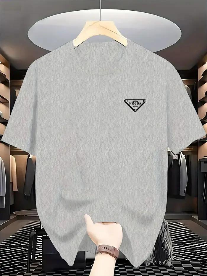 T-shirt imprimé pour homme, tendance mode milanaise 2026, marque internationale, coton pur, col rond
