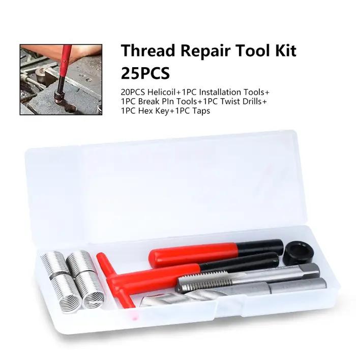 XCAN outil de réparation de filetage 25 pièces M3/M4/M5/M6/M7/M8/M10/M12/14 pour la restauration de