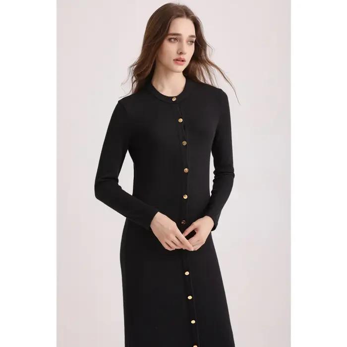 AA AW25 hiver femme robe confortable et douce tricoté Maxi bouton robe dame vêtements