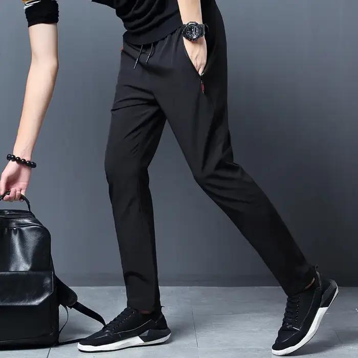 Pantalons décontractés pour hommes affaires Stretch coupe ajustée taille élastique survêtement corée