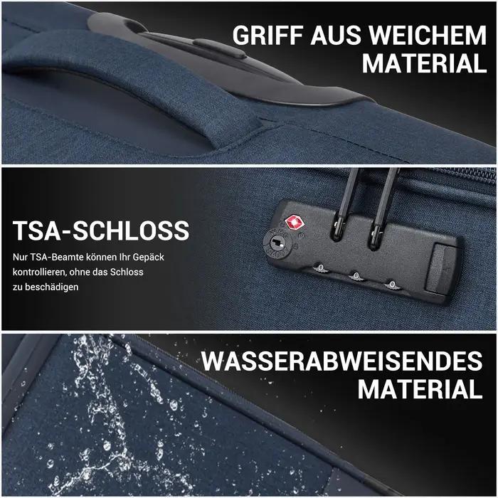 Mallette extensible British Traveller, tissu ultra léger, valise en tissu avec extension de volume,