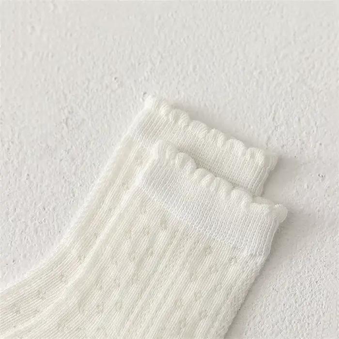 5 paires/lot chaussettes en maille blanches pour enfants pour filles été mince respirant fille chaus