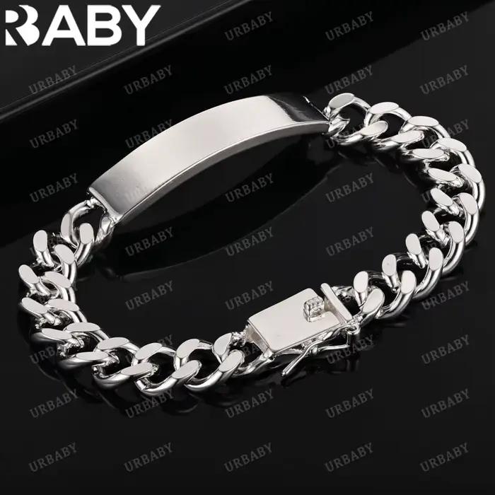 URBABY – Bracelets à chaîne carrée en argent Sterling 925 pour femmes, cadeau d'anniversaire de mari