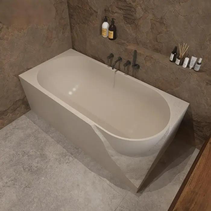 "Vignoire de trempage autoportante moderne Wabi Sabi – Baignoire en pierre de grotte artistique fait