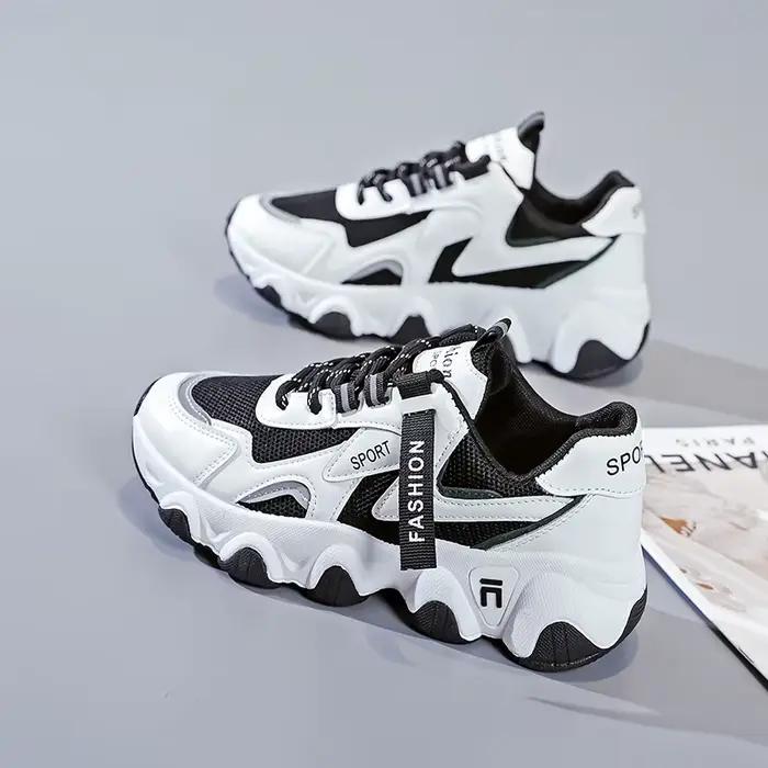 CINESSD 2026 Baskets tendance à plateforme en maille, chaussures en cuir respirantes, décontractées,