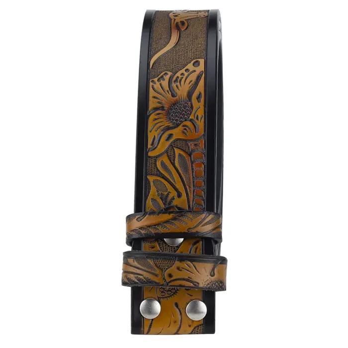 Ceinture en cuir véritable pour homme, peau de vache Tang, motif aigle de vache, ceinture Western Co