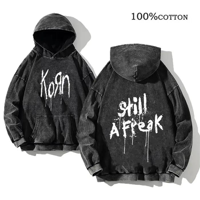Korn Rock Band World Tour sweats à capuche Vintage lavé hommes sweats coton Hip Hop Streetwear pull