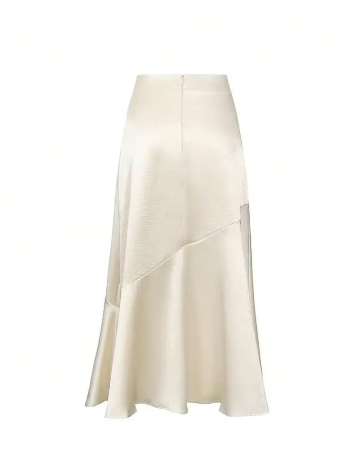 Demi-jupe trapèze en Satin pour femmes, nouveau Design Premium, élégant, couleur Pure, ceinture, col