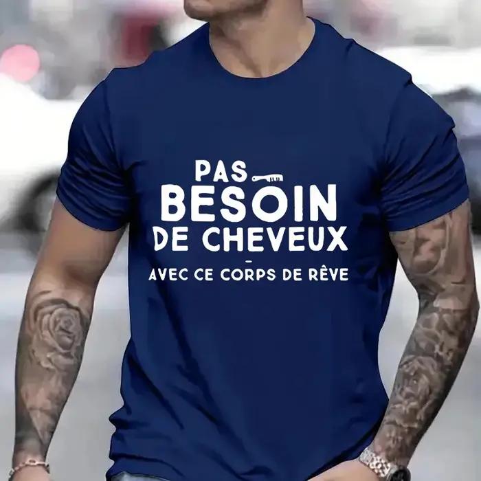 Pas besoin de cheveux avec ce corps de rêve t-shirt pour hommes drôle humour français graphique Y2k