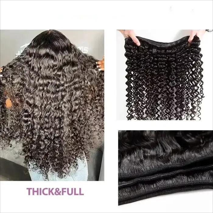 Extensions de Cheveux Humains Brésiliens Remy Longs, Couleur Naturelle, Bundles Profonds, 1/3/4 Pièc