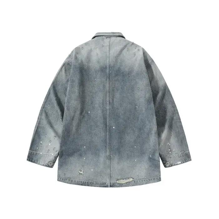 HKSH Nouvelle Veste Chemise Décontractée Oversize en Jean Délavé et Effiloché Jacquard Tendance Printemps-Automne pour H