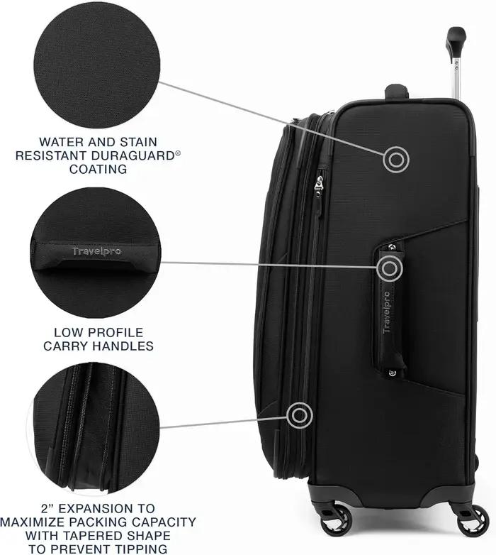 Bagage extensible Travelpro Maxlite 5 Softside avec 4 roulettes, valise légère, pour hommes et femme