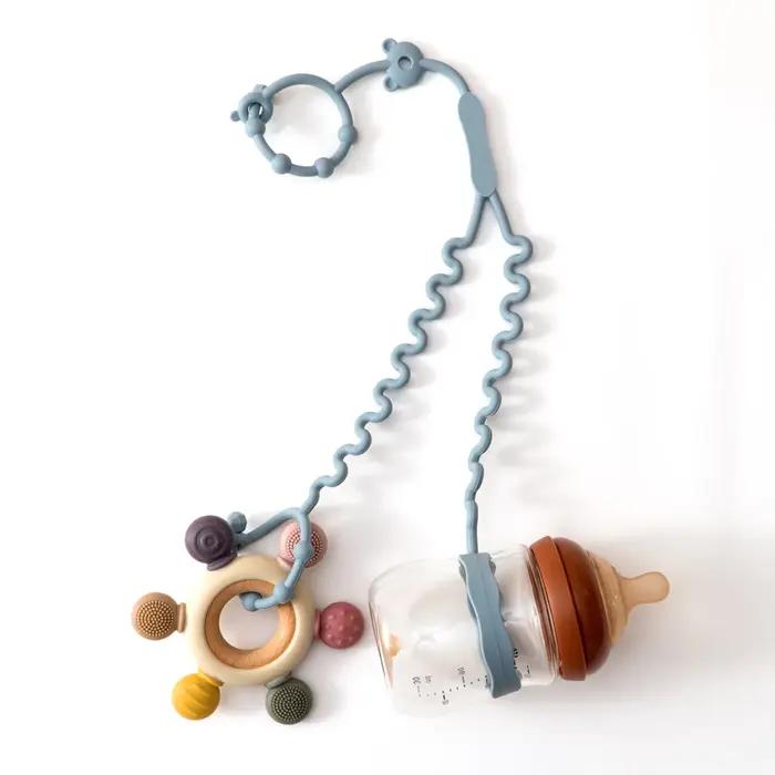 Chaîne de sucette pour bébé, 1 pièce, avec 2 Clips, chaîne de biberon réglable en Silicone, anneau d