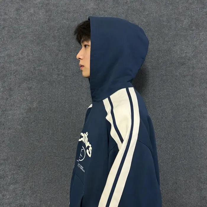Sweat-shirt bleu tendance pour hommes et femmes, à manches longues, style Ins, hauts d'automne, vête